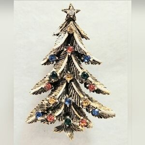 ART Arthur Pepper Festive Christmas Tree Brooch with Colorful Gems